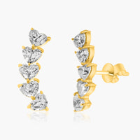 Heart Shaped Diamond Climber Earrings