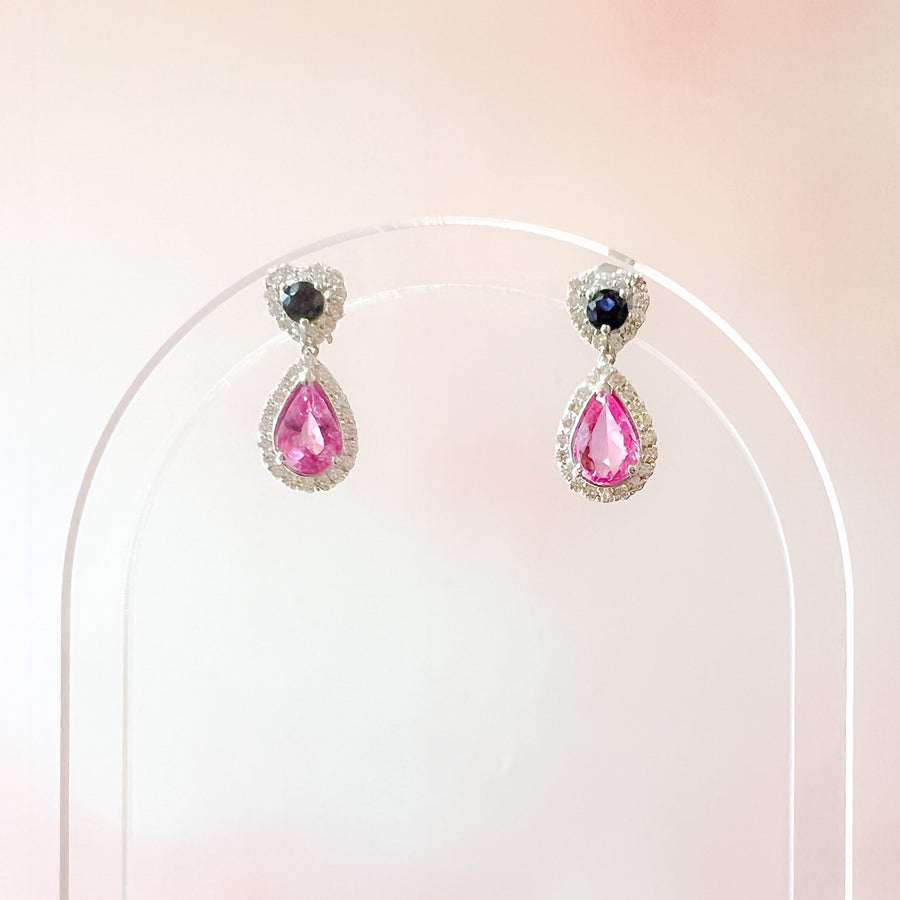 Heart and Pear Sapphire Drop Earrings