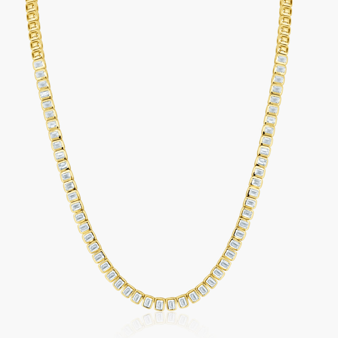 6ctw Emerald Cut Diamond Bezel Tennis Necklace