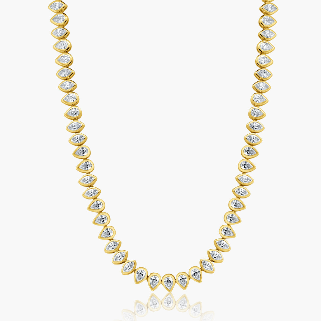 Marquise & Pear Shape Diamond Bezel Tennis Necklace