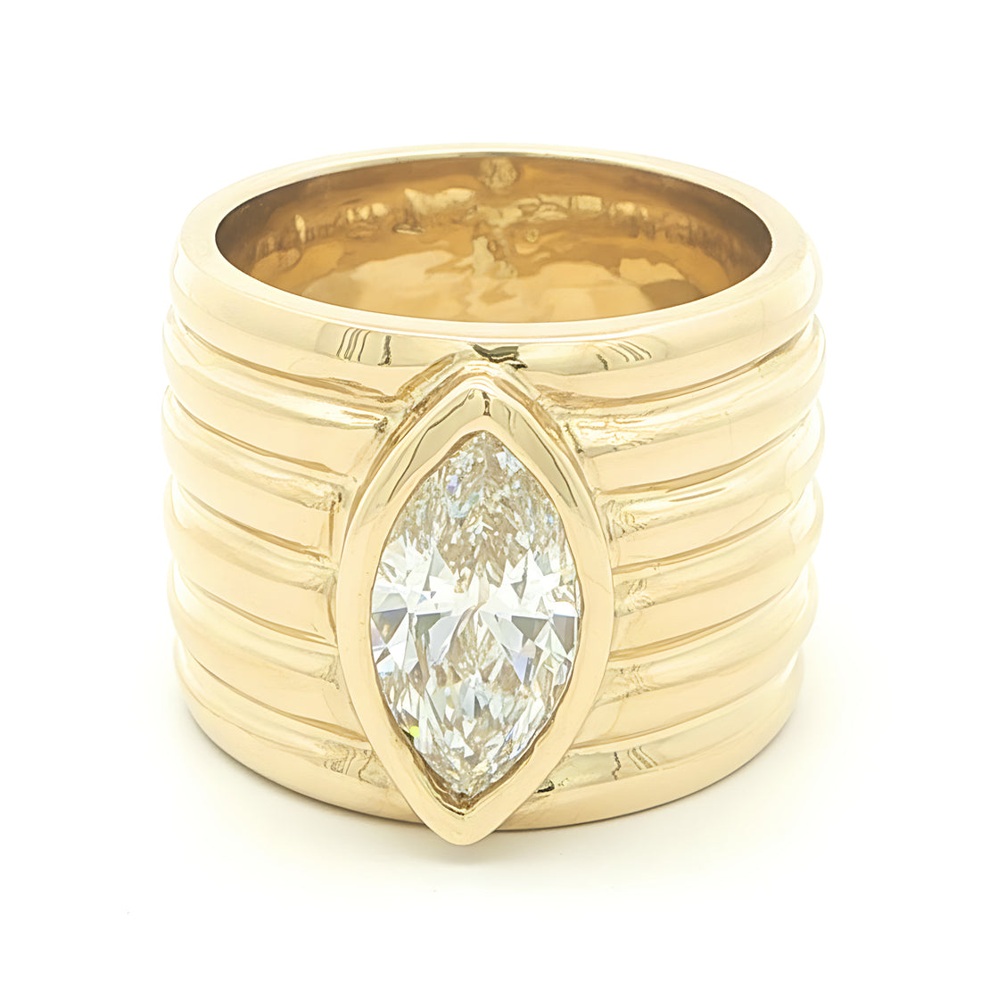 1ctw Lab Grown Marquise Ribbed Ring