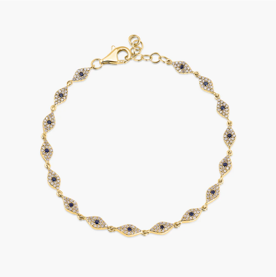 Pavé Diamond & Sapphire Evil Eye Bracelet