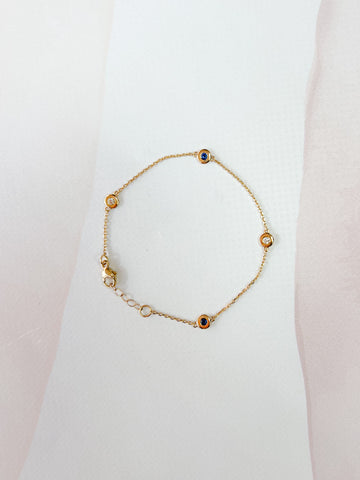 Bezel Diamond & Sapphire Bracelet