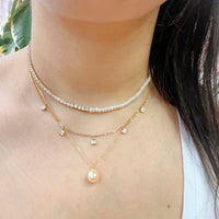 Half & Half Necklace (Diamonds & Pearls)