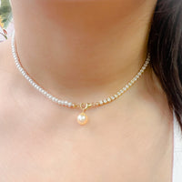 Half & Half Necklace (Diamonds & Pearls)