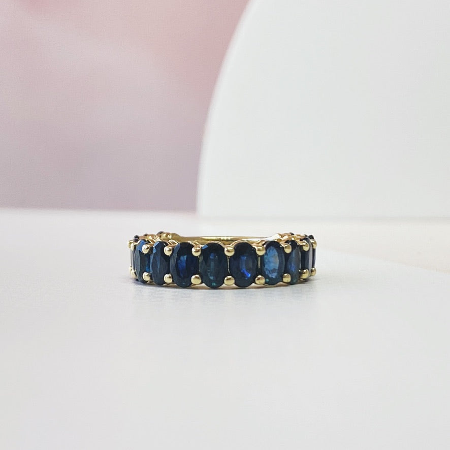 Oval Sapphire Almost Eternity Band