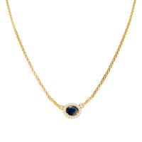 Serpentine Chain with Oval Sapphire Halo Center