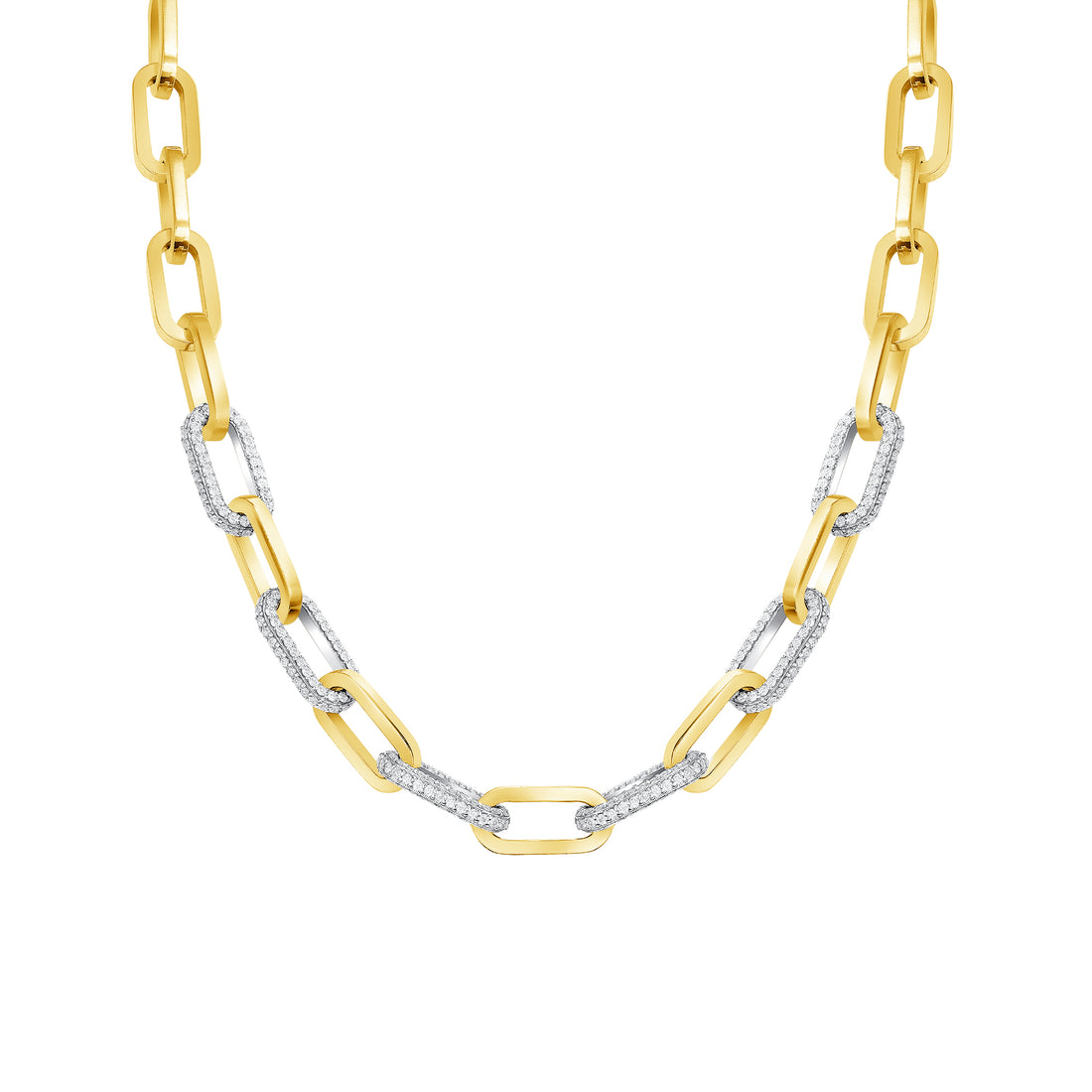 Alternating Diamond & Gold Paperclip Necklace