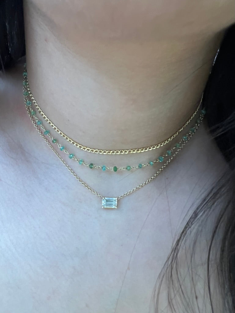Lab Grown Emerald Cut Diamond Necklace