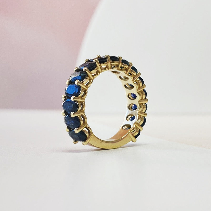 Oval Sapphire Almost Eternity Band