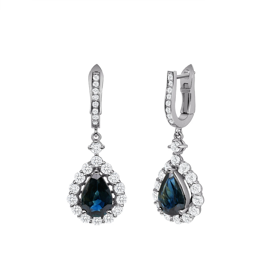 Sapphire Pear Shape Drop Earrings