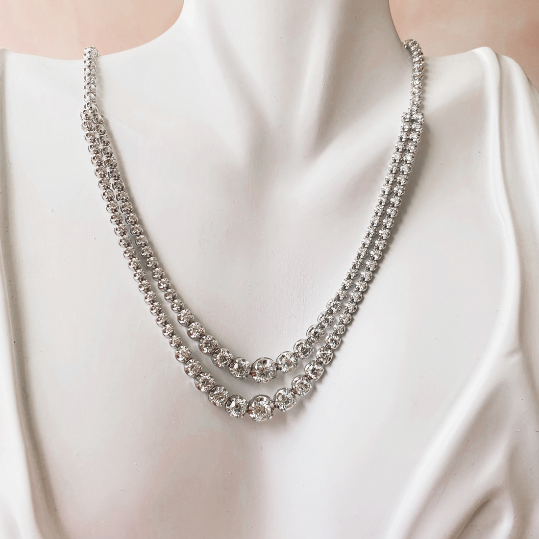 Double Row Graduated Tennis Necklace